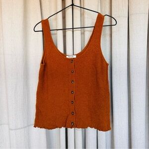Madewell burnt orange button-up sweater tank